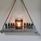 Rustic wooden hanging shelf, handmade and robust, test tube flower holder, gift