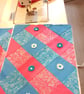 Tote Bag, Hot Pink and Blue with Lace Flowers - Image 5