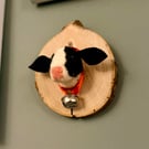 Needle felted cow trophy head wall hanging, faux taxidermy