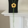 Crochet Yellow Flower Necklace Pendant