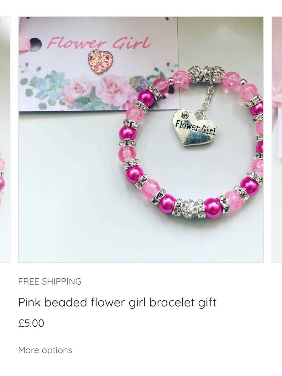 Pink flower girl stretch beaded shamballa rhinestone bracelet gift flower girl