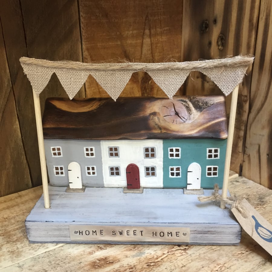 Row of cottages with bunting Home Sweet Home gift