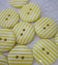10 Candy Striped Bright Yellow Buttons - Image 2