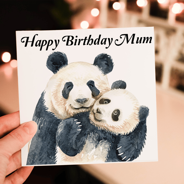 Mum Birthday Card, Panda Birthday Card, Card for Mum, Birthday Card
