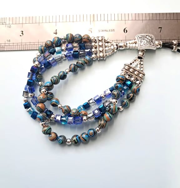 Leather Bojo Bracelet Natural Blue Malalchite