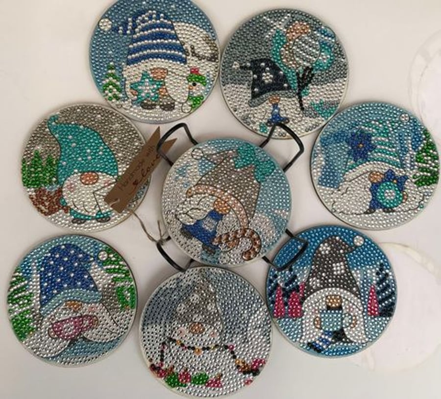 Christmas Gnome Diamond Art with Holder - BLUE