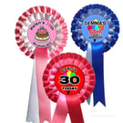 Personalised Birthday Rosette Ribbon Badge Custom Age Photo Gift from