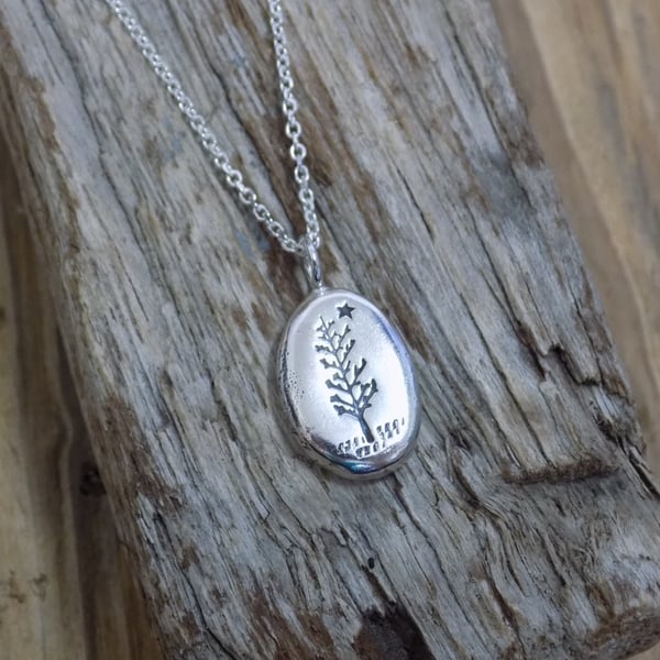  sterling silver tree and star nugget pendant 