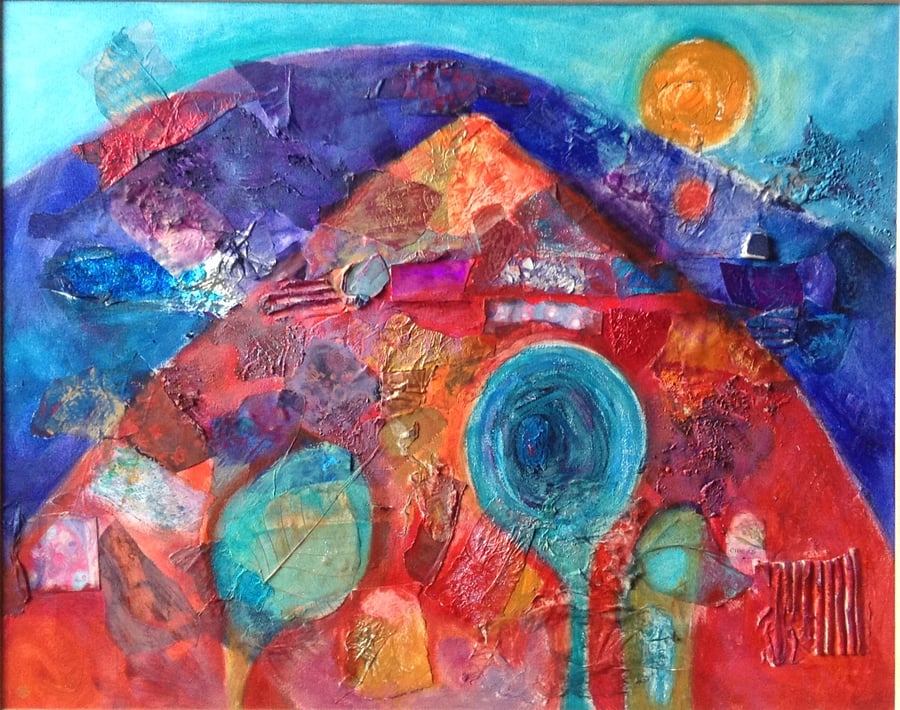 SALE - Framed Abstract mixed media and oil painting 