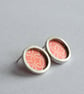 Red leaf pattern studs - silver circle