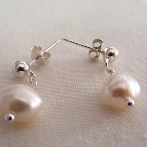 White Freshwater Pearl Earrings  Custom Order For Alan.