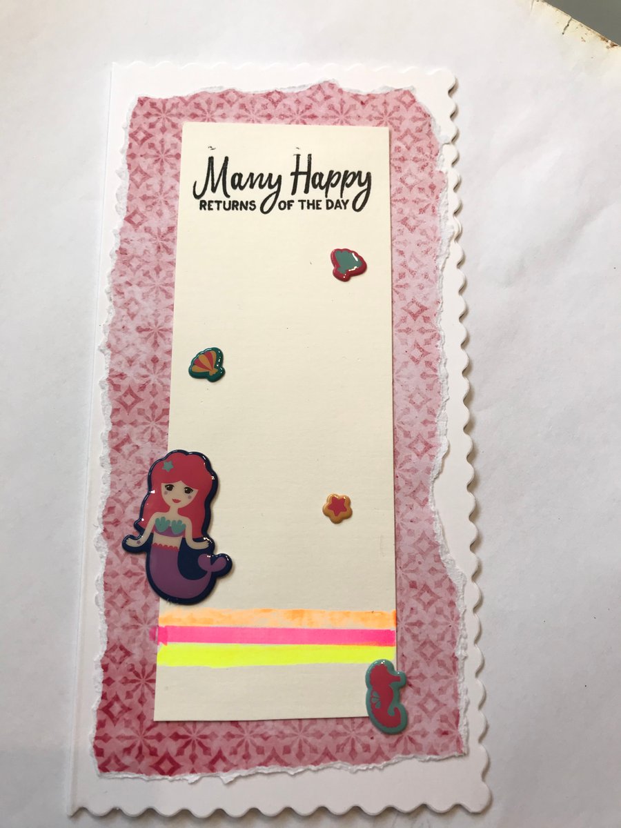 A slim Birthday card with mermaid