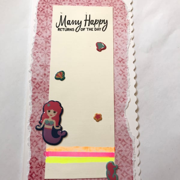 A slim Birthday card with mermaid