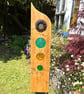 Reclaimed Wood & Fused Glass Flower Garden Art 