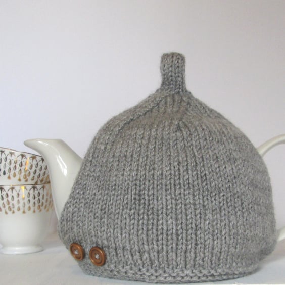 Tea Cosy in Grey Aran Wool
