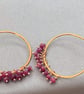 Natural Ruby & Hammered Copper Hoop Earrings - Image 4
