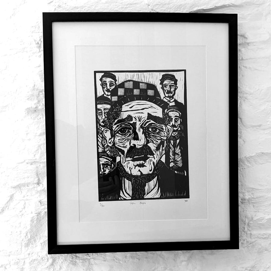 Cefn Boyos - Welsh Lino Print