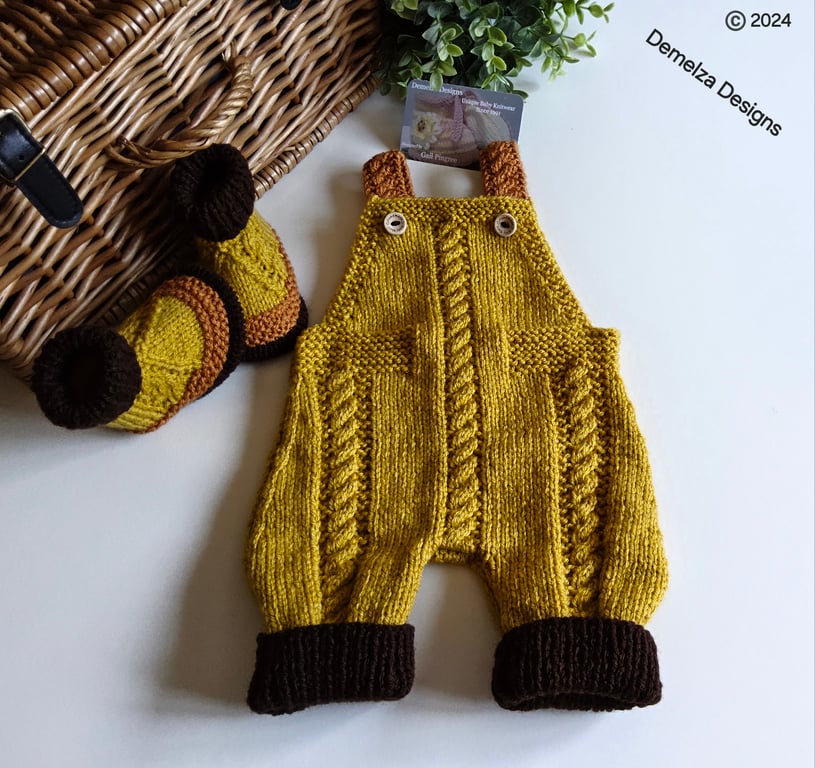 Baby Boy's  Rompers & Booties Hand Knitted Gift Set 3 - 6 months size