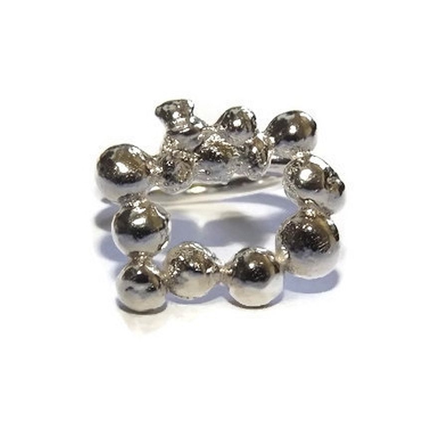 Handmade sterling silver pebble frame ring - Folksy