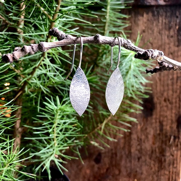 Sterling Silver Leaf Earrings - Handmade Jewellery - Gift For Her