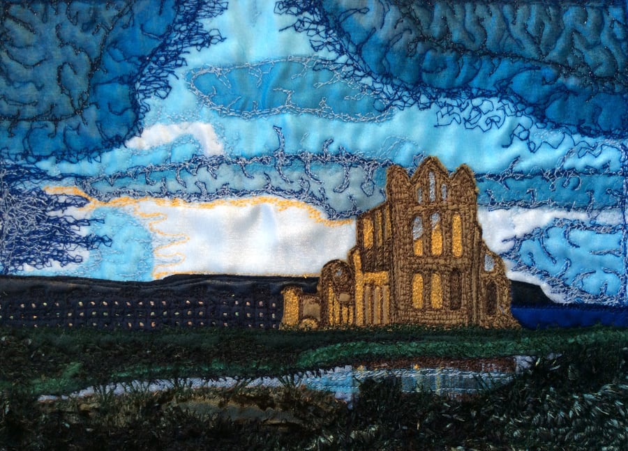 Up cycled textile landscape of Whitby Abbey.  