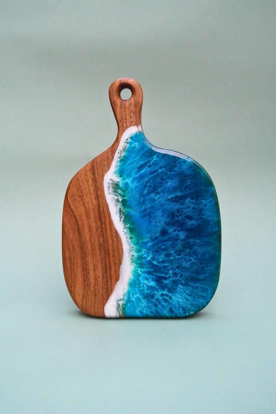 Personalized Walnut Wood & Ocean Resin Charcuterie Board  Custom Laser Engraved