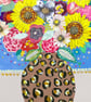 Sunflowers in Leopard Print Vase - Image 3