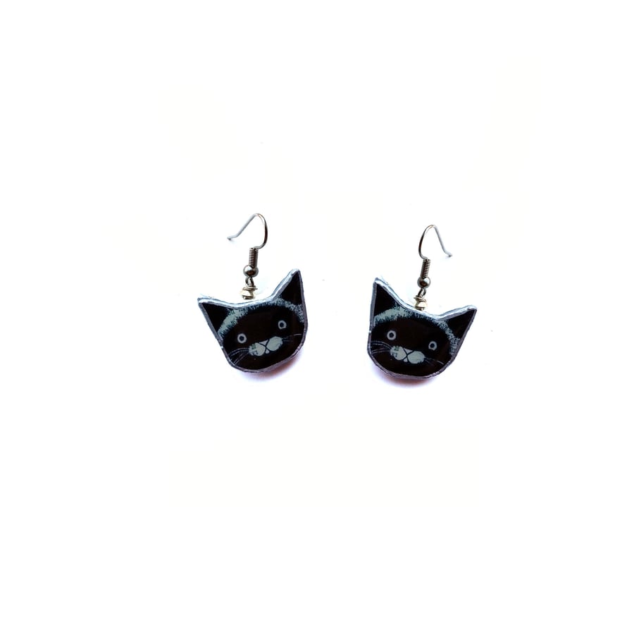 Little whimsical Black Cat Earrings by EllyMental