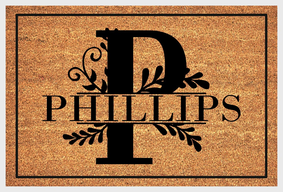 P Letter Door Mat - Personalised Monogram Letter P Welcome Mat - 3 Sizes