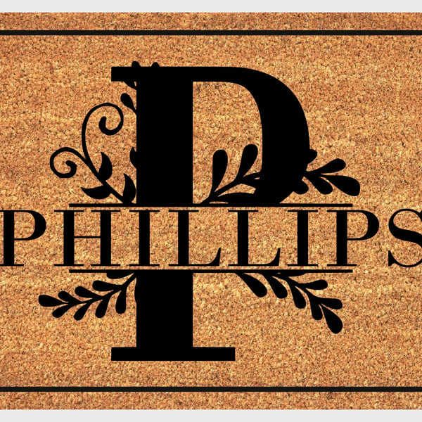 P Letter Door Mat - Personalised Monogram Letter P Welcome Mat - 3 Sizes