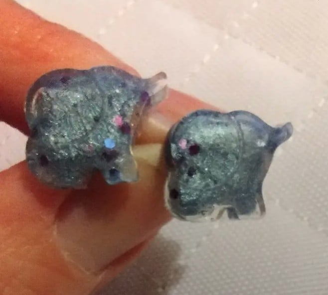 Elephant resin earrings, elephant stud earrings 