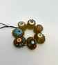 Handmade brown, ivory and turquoise patterned lamp work glass beads - Image 5