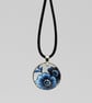 Blue floral enamel pendant - Image 3