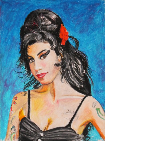 Amy, Amy, Amy. Signed, original drawing in oil pastels.