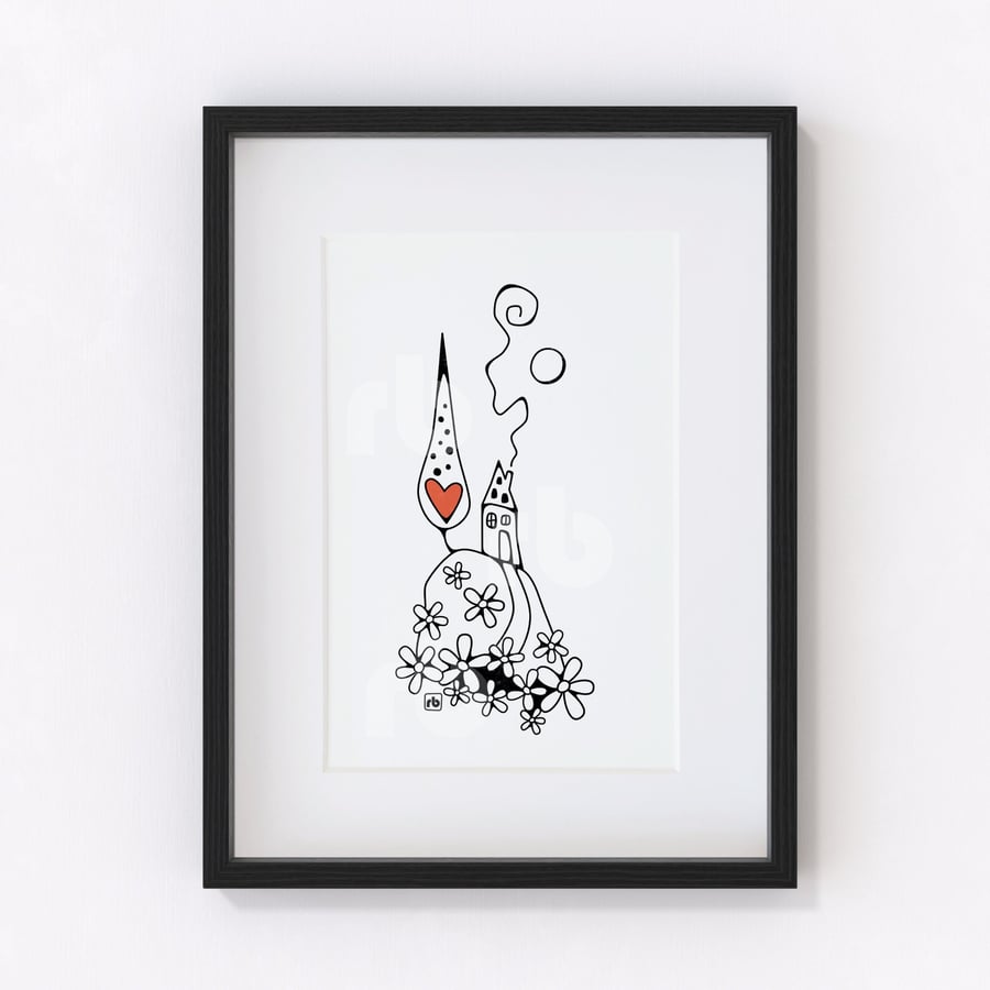 House On The Hill illustration, Giclee print