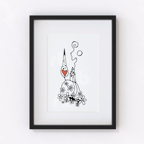 House On The Hill illustration, Giclee print