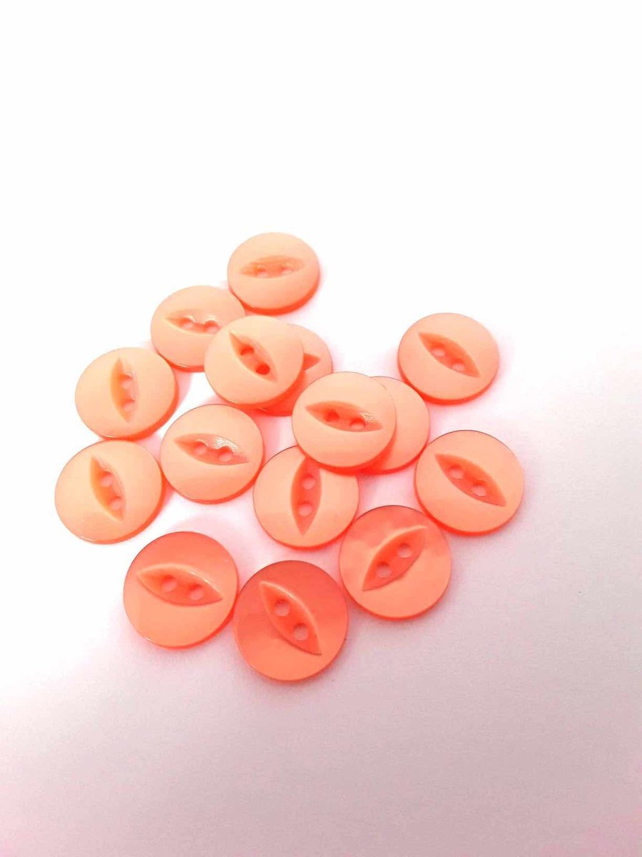 20 peach sewing buttons, fish eye buttons, knitting size 14mm