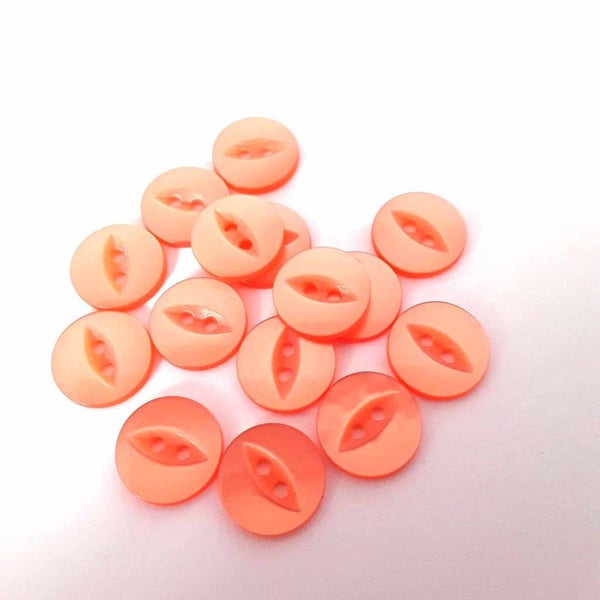 20 peach sewing buttons, fish eye buttons, knitting size 14mm