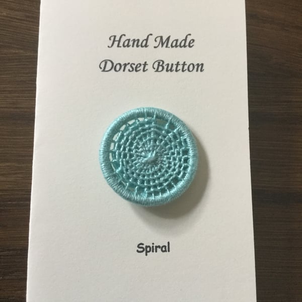 Hand Made Dorset Crosswheel Button, Spiral Pattern, Pale Jade, 32mm