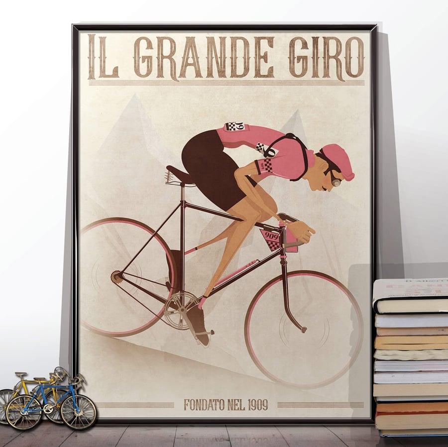 Giro D'Italia Vintage Style Bicycle Bike Poster Wall Art Print Home Décor