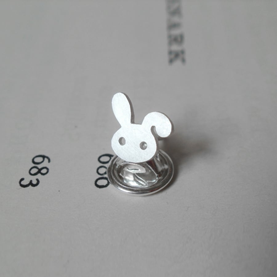 bunny rabbit lapel pin in sterling silver 