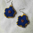 Handmade blue flower earrings 