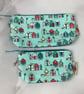Beach huts makeup bag, Seaside zip bag, 2 size and colour options, Handmade - Image 9