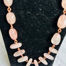 Rose gold pink quartz necklace 