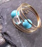Turquoise Howlite Rose Gold Memory Wire Ring, Turquoise Ring - Image 2