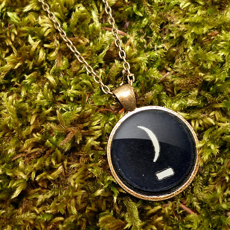 Crescent Moon Typewriter Key Large Necklace (DJ10)