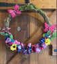 Rustic flower wreath butterflies