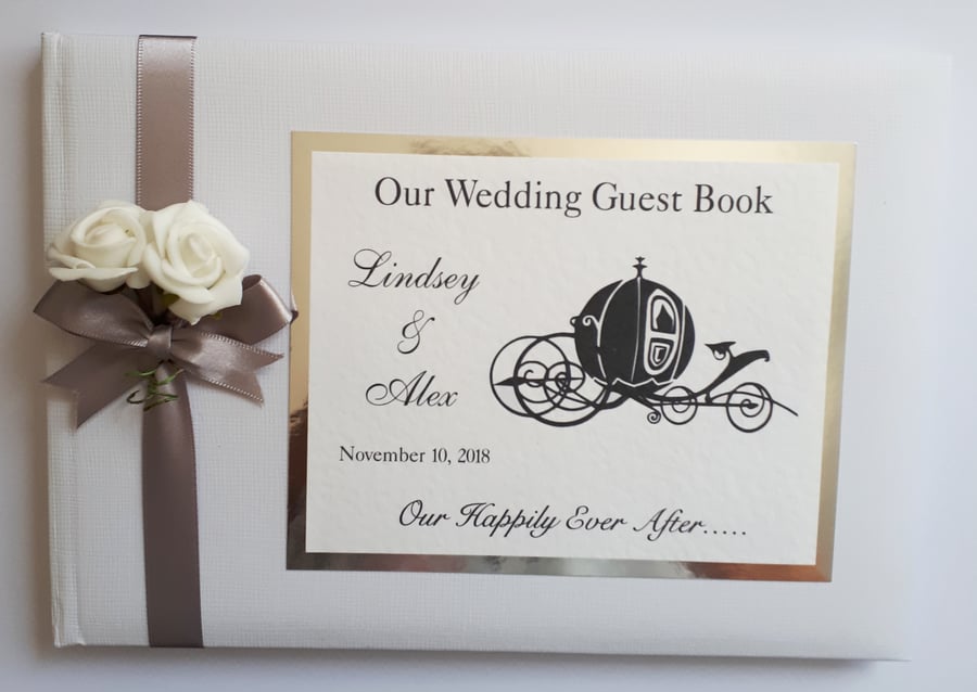 Cinderella wedding guest book, cinderella carriage guest book, gift