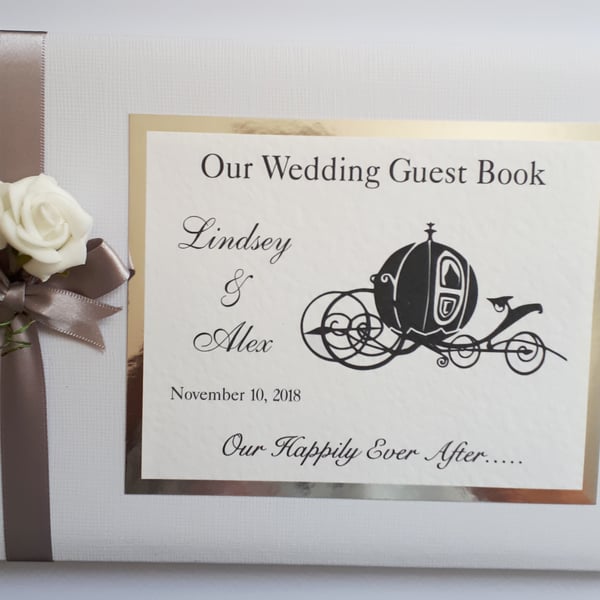 Cinderella wedding guest book, cinderella carriage guest book, gift