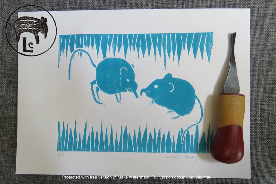 Turquoise A4 elephant shrew (sengis) print (OE4)